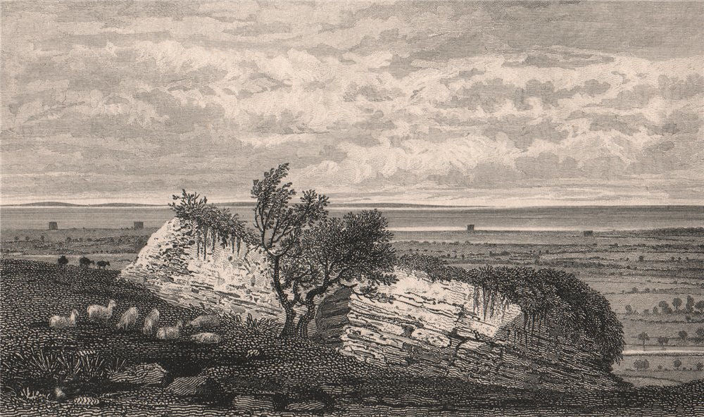 Studfall Castle (near Lympne Castle), Kent. Roman ruins. SHEPHERD 1829 print